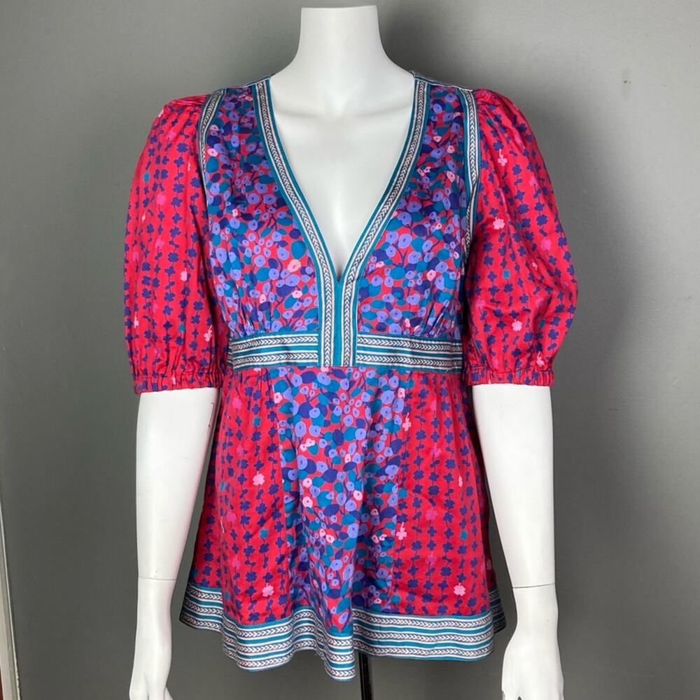 Marc Jacobs Top Size 8 100% Cotton floral babydoll y2k cottagecore puff colorful